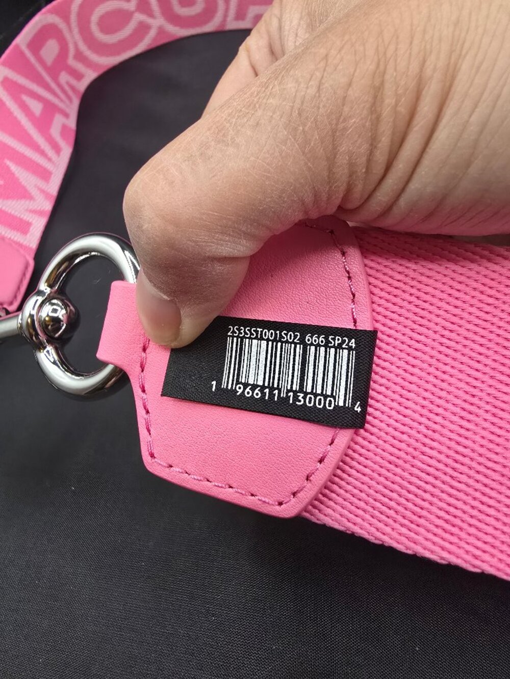 Marc Jacobs The Outline Monogram Webbing Logo Bag Strap in Petal Pink - Picture 6 of 6